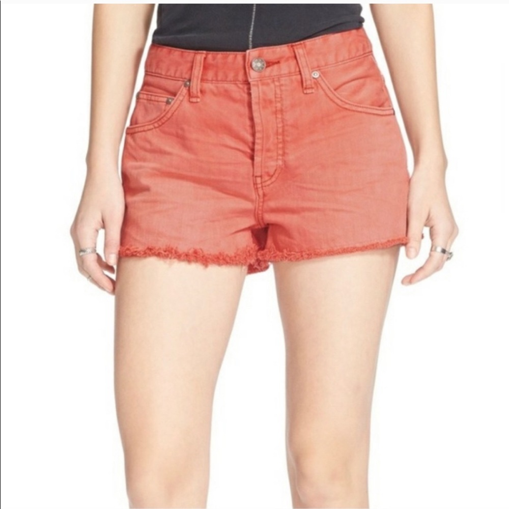 FREE PEOPLE Coral Uptown Denim Cutoff Shorts